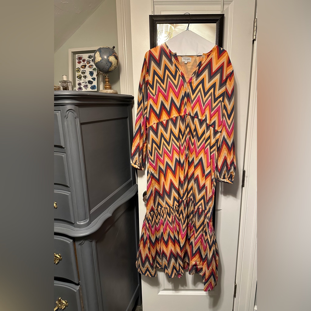 Olivia The Label Multi Color Zig Zag Midi/Maxi Dress.